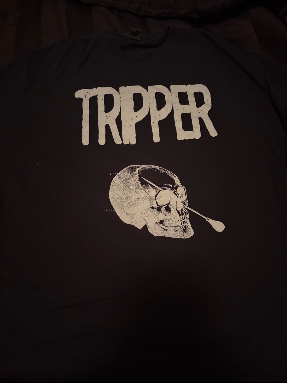 Gildan Black Tee with White TRPPER Skull Graphic